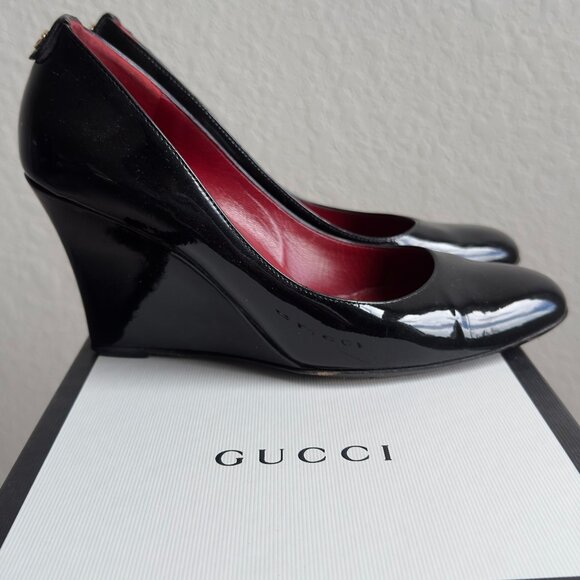Gucci Patent Leather Pump Wedges - Picture 1 of 4